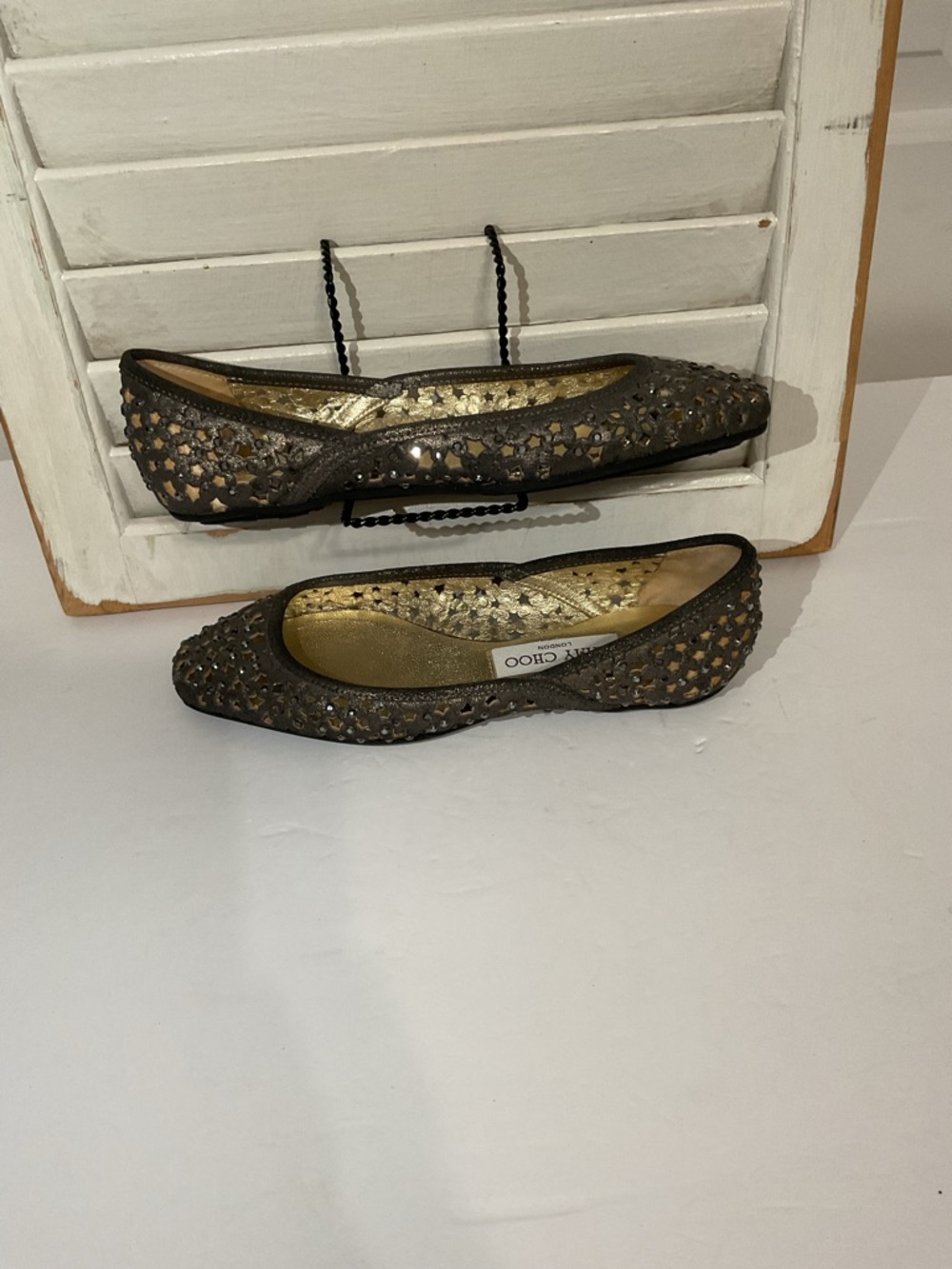 Jimmy Choo Black Laser-Cut Ballet Flats Size 36 - Picture 4 of 7
